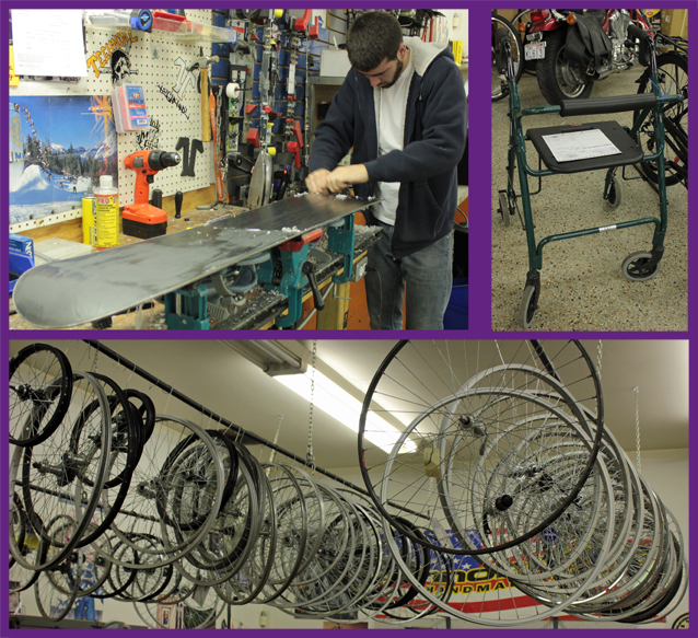 Service DepartmentWax skis/boards, repair bicycles and walkers