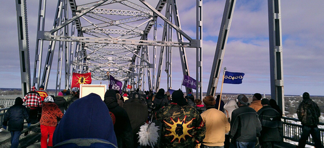 Protesters crossing the Seaway International Bridge at CornwallPhoto courtesy Teneya Mitchell