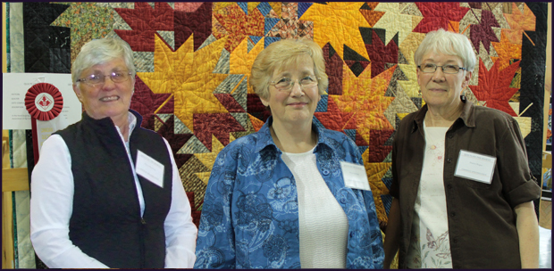 Viewers’ Choice winning quilter Nancy Woolven with Nora Cavenaugh and Sharon Magee.
