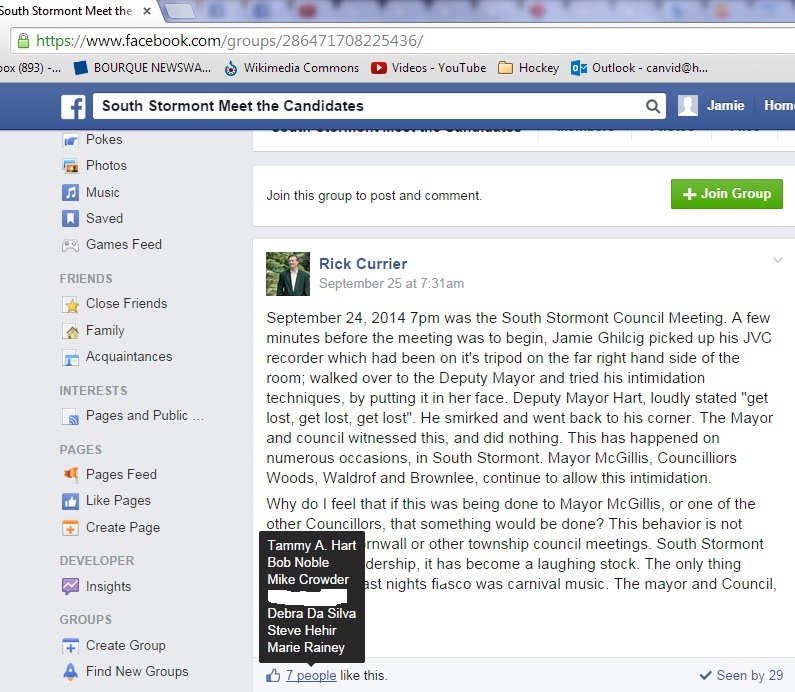 sept 26 FACEBOOK south stormont candidates group CURRIER  likes HART