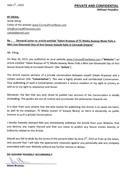 Brazeau Demand Letter JUNE 1 2015
