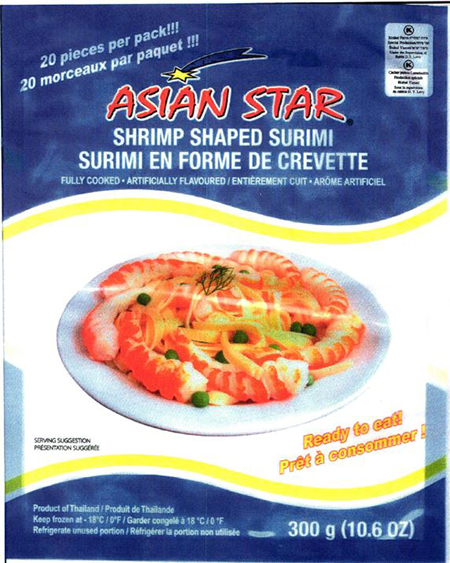 FOOD RECALL Asian Star brand Shrimp Shaped Surimi and Lobster Tail Shaped Surimi   APRIL 16, 2016