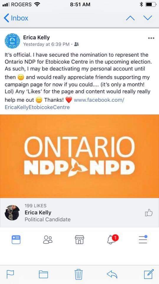 NDP Candidate Erica Kelly Apologizes for Social Media Posts 052518