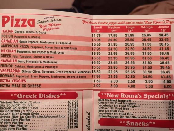 Roma’s Restaurant Online Menu in Cornwall Ontario – 200 McConnell ...